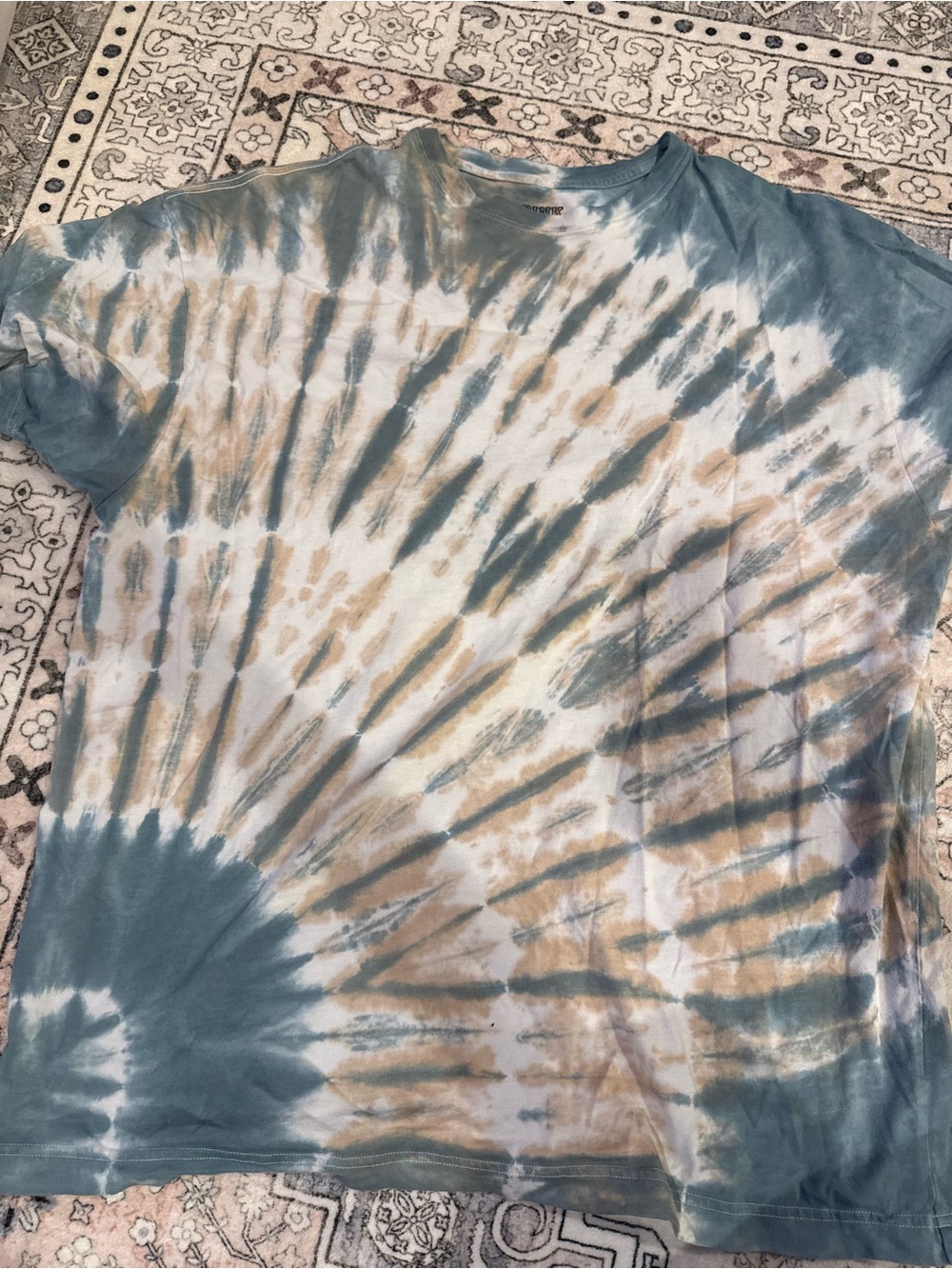 PINK Victoria's Secret Tie-Dye Tee in Teal, Tan & White